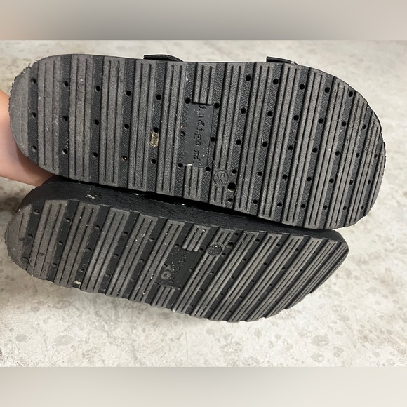 Indigo Black Faux Leather Platform Sandals / Slides - Size 5.5 - Picture 7 of 11